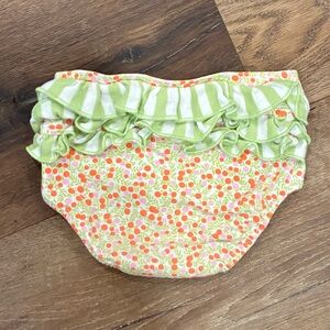 Matilda Jane Orange Green Bloomers Diaper Cover Stripe Ruffles 6-12m